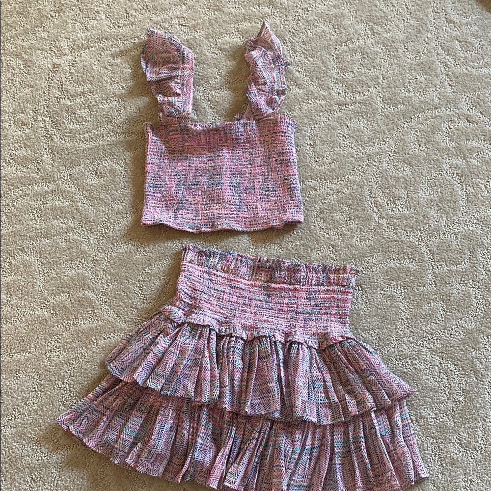 Colorful Ruffle Two-Piece Set